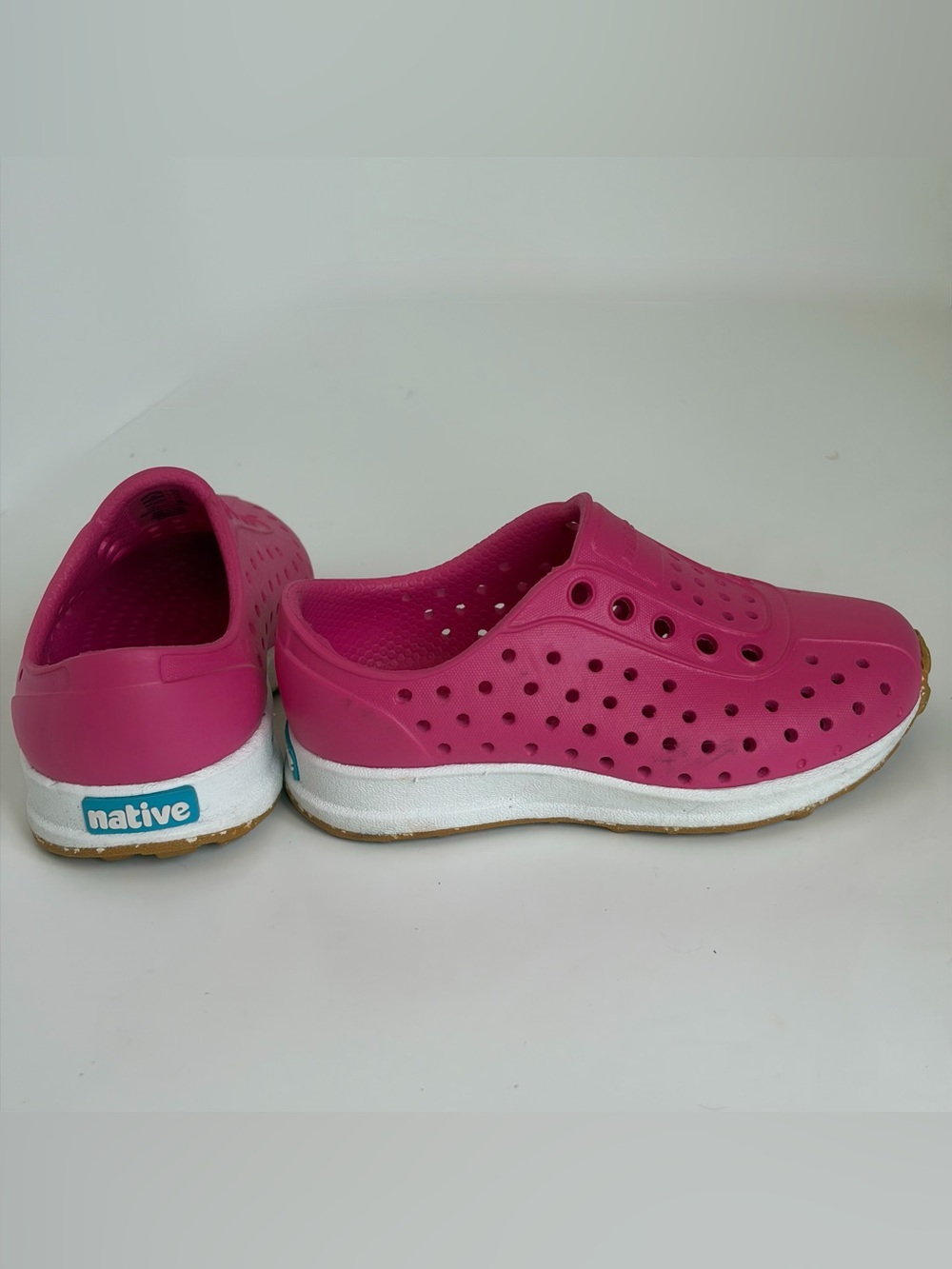 Native Toddler Girls Pink Slip-On Perforated Sandals Size 6